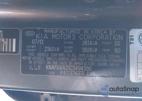 2012 Kia Forte Ex from USA, damaged, VIN KNAFU4A21C5494590